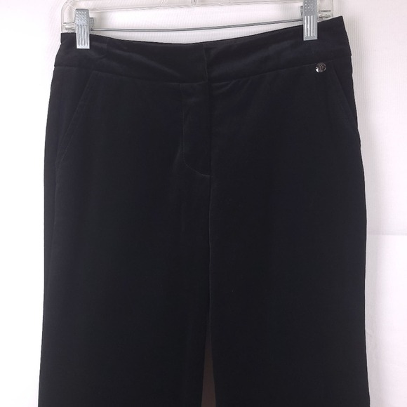 Trina Turk Black Velvet Pants Size 0 Mid Rise Bootcut Career Business - Picture 5 of 7